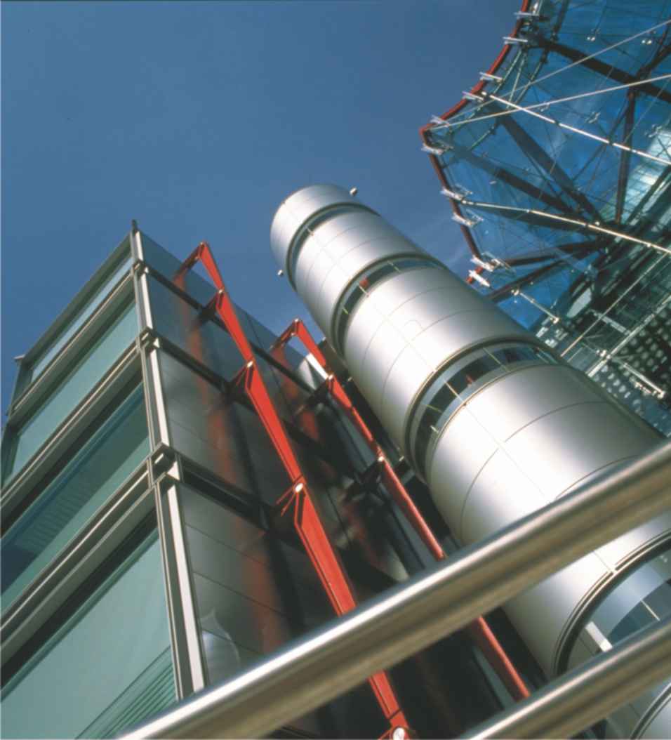 A photograph of the Channel Four headquarters in London, designed by Sir Richard Rogers.  The building is clad in PVDF, polyvinylidene fluoride, made using hydrogen fluoride.